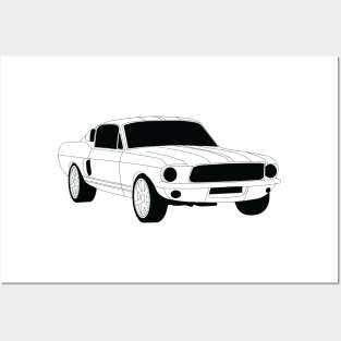 FF Ford Mustang Black Outline Posters and Art